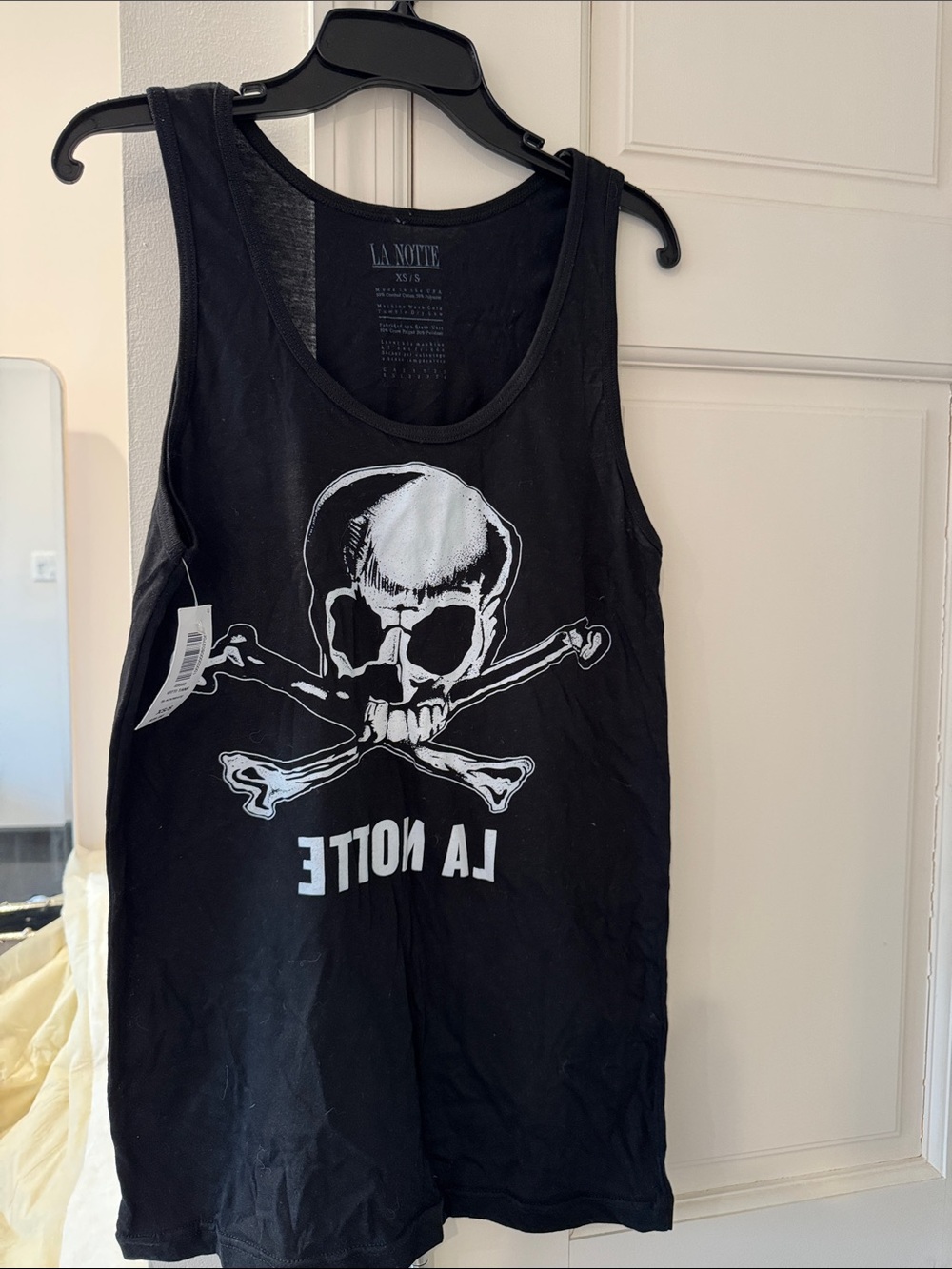 Aritzia Black Tank with White Skull & Crossbones Graphic